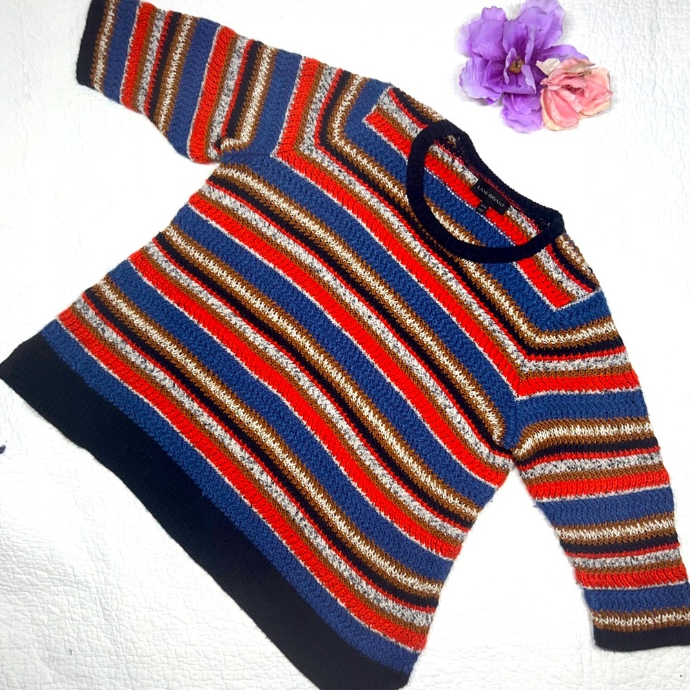 Lane Bryant Women’s Harvest Colors Striped 3/4 Sleeve plus Sized Sweater; 22/24